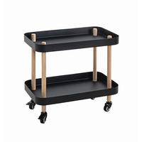 SERVIERWAGEN Buche massiv Naturfarben, Schwarz, Buchefarben  - Buchefarben/Schwarz, MODERN, Holz/Metall (50/30/47cm)