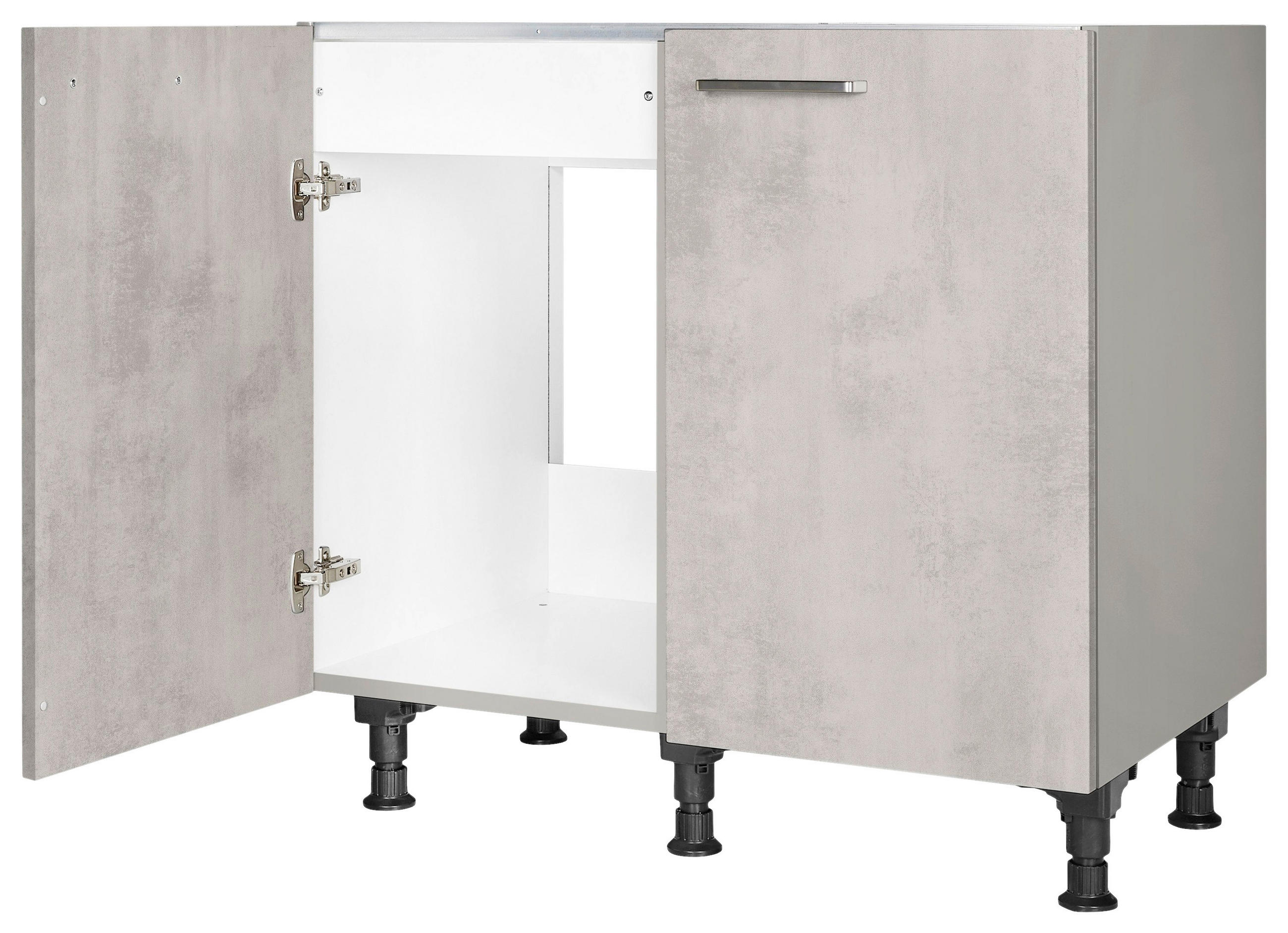 SPÜLENUNTERSCHRANK 90/87/56 cm in Hellgrau - Edelstahlfarben/Hellgrau, MODERN, Holzwerkstoff/Metall (90/87/56cm) - Nobilia