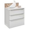 NACHTTISCH 58/62,5/40 cm  in massiv Eiche Grau, Eichefarben  - Eichefarben/Alufarben, Design, Glas/Holz (58/62,5/40cm) - Dieter Knoll
