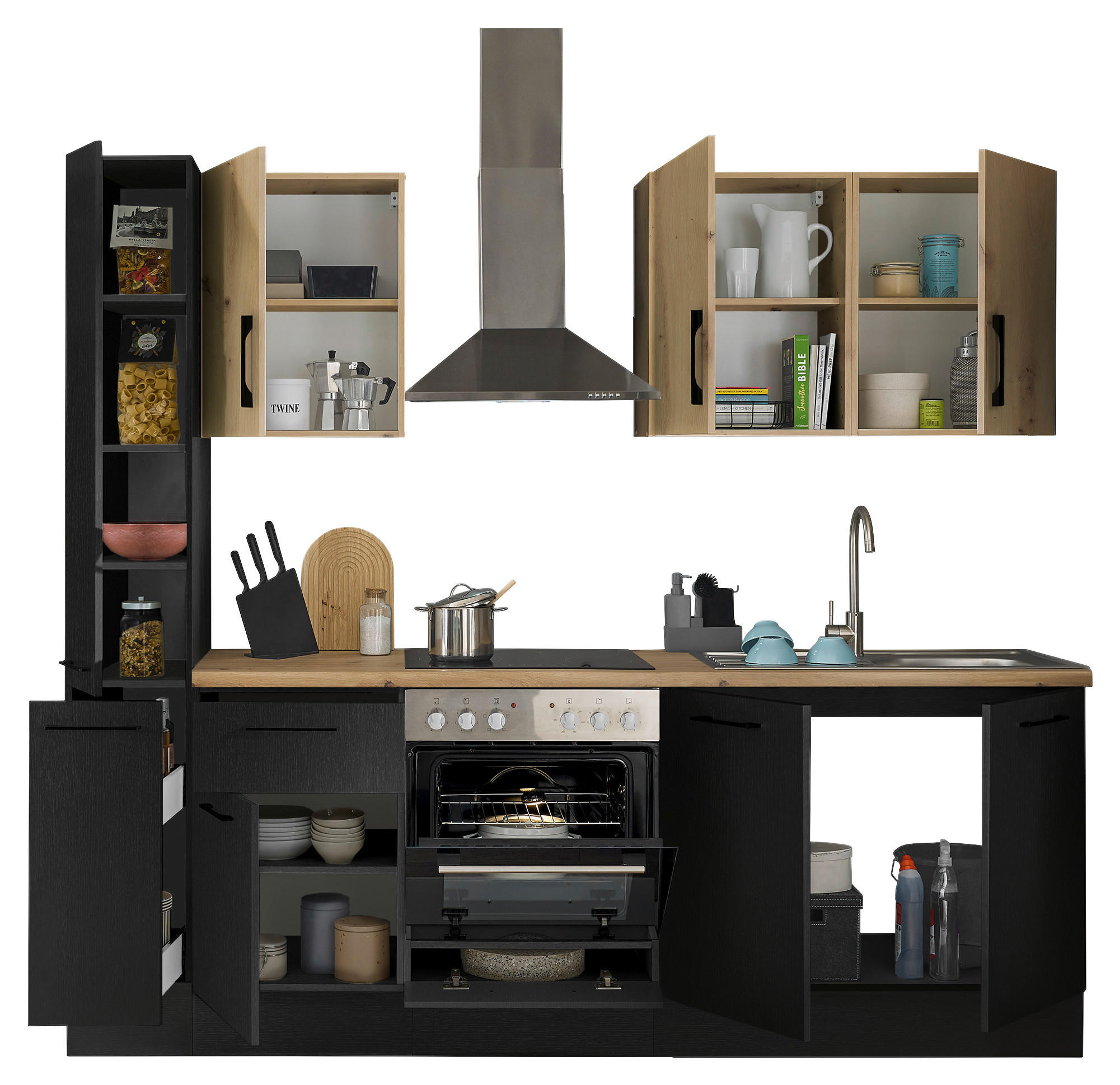 Thumbnail - Mid.you Küchenblock, Schwarz, Eiche Artisan, Metall, 1 Schublade(n) Schubladen, seitenverkehrt montierbar, nur wie onlin...