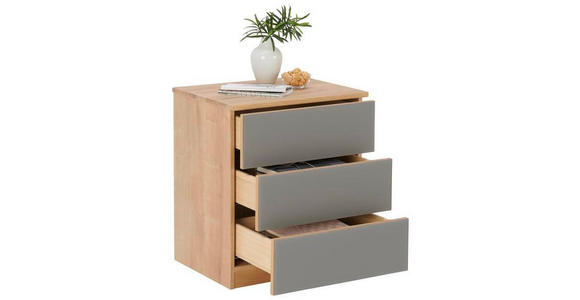 NACHTSCHRANK 50/60/40 cm Eiche massiv  - Taupe/Eichefarben, Natur, Glas/Holz (50/60/40cm) - Linea Natura