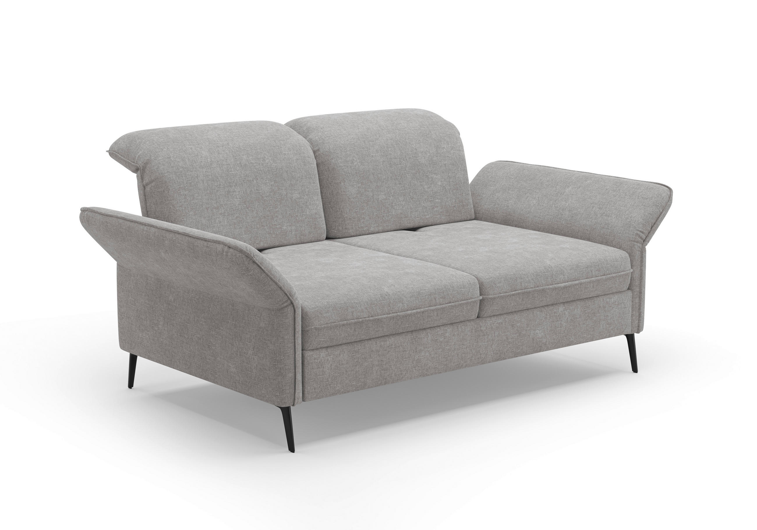 3-SITZER-SOFA in Flachgewebe Hellgrau  - Hellgrau/Schwarz, KONVENTIONELL, Textil/Metall (199/92/123cm) - Sit & More