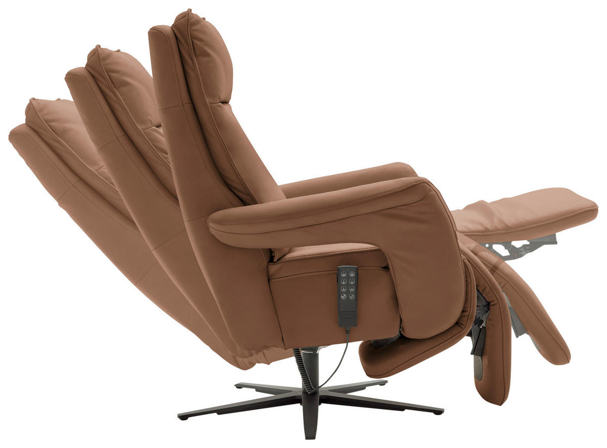 RELAXSESSEL in Leder Braun  - Schwarz/Braun, Design, Leder/Metall (83/116/87cm) - Valdera