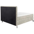 BOXSPRINGBETT 160/200 cm,  in Beige, Topper, H2 + H2 = mittel  - Beige/Schwarz, Design, Textil/Metall (160/200cm) - Esposa