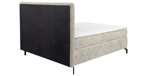 BOXSPRINGBETT 160/200 cm,  in Beige, Topper, H2 + H2 = mittel  - Beige/Schwarz, Design, Textil/Metall (160/200cm) - Esposa