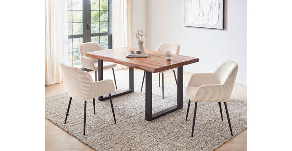 ARMLEHNSTUHL  Stoffauswahl, inklusive Armlehnen Cord  - Beige/Schwarz, Design, Textil/Metall (57/85/60cm) - Xora