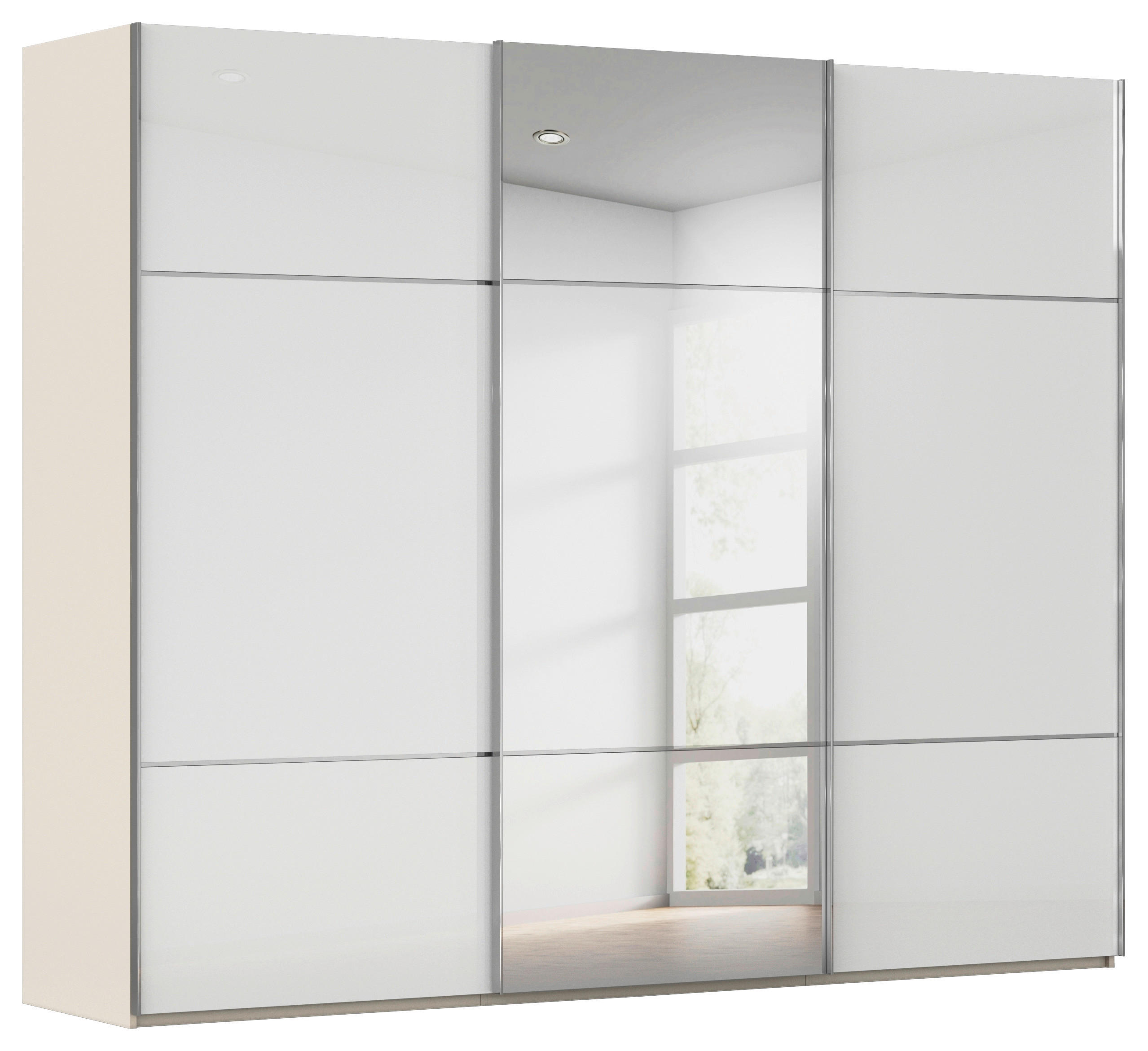 Novel Schwebetürenschrank Covalo Weiß, Champagner 242x223x68 cm