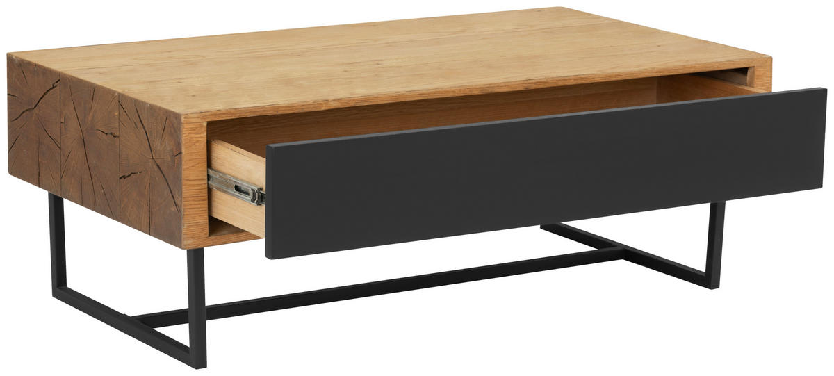 COUCHTISCH Eiche furniert 110/60/40 cm rechteckig Naturfarben, Schwarz  - Schwarz/Naturfarben, Design, Holz/Holzwerkstoff (110/60/40cm) - MID.YOU