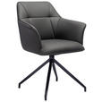 ARMLEHNSTUHL  , Typenauswahl, Sitzfläche 180° drehbar  ,  , Echtleder  - Dunkelgrau/Schwarz, Design, Leder/Metall (60/85/62cm) - Novel