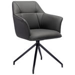 ARMLEHNSTUHL  in Eisen Echtleder pigmentiert  - Dunkelgrau/Schwarz, Design, Leder/Metall (60/85/62cm) - Novel