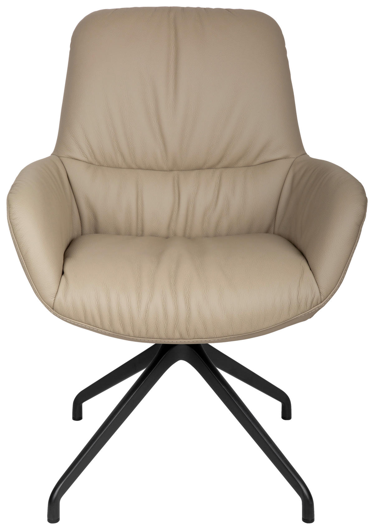 ARMLEHNSTUHL  in Aluminium, Eisen Echtleder pigmentiert  - Taupe/Schwarz, Design, Leder/Metall (64/89/65cm) - Dieter Knoll
