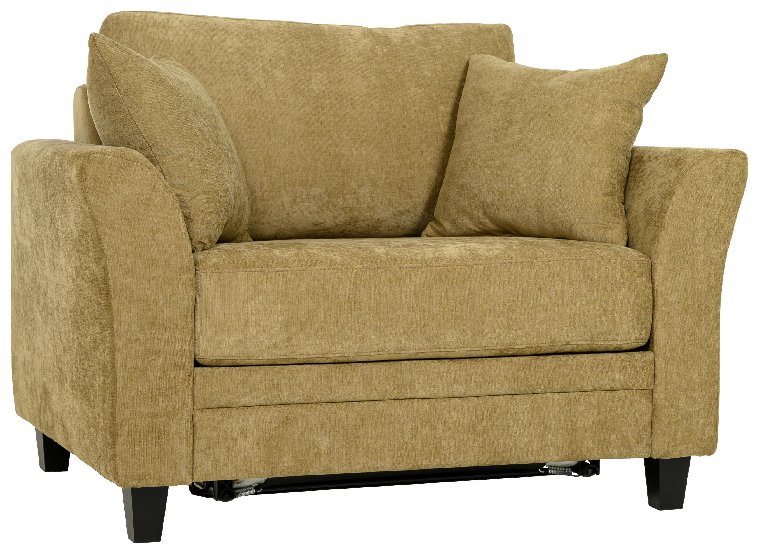 BÄDDFÅTÖLJ i chenille olivgrön  - olivgrön/svart, Klassisk, metall/trä (120/87/93cm) - Hom`in