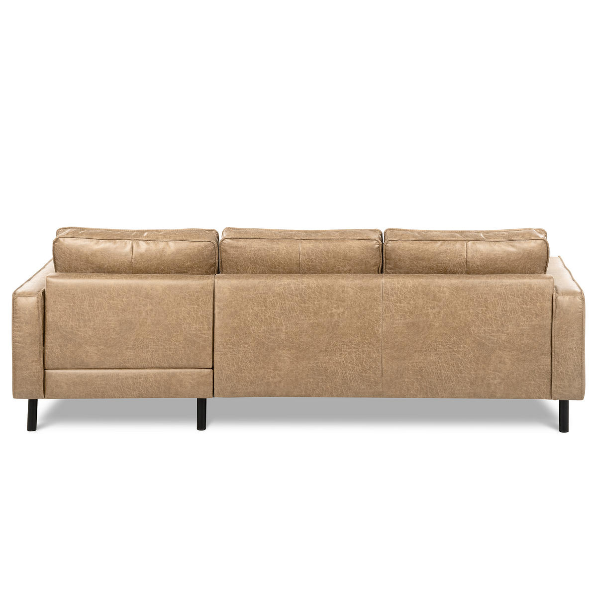 ECKSOFA Lederlook Echtleder Sandfarben  - Sandfarben/Schwarz, Design, Leder/Textil (166/238cm) - Livetastic