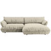 ECKSOFA  in Flachgewebe Creme  264/185 cm  - Creme/Schwarz, Design, Kunststoff/Textil (264/185cm) - Belluti