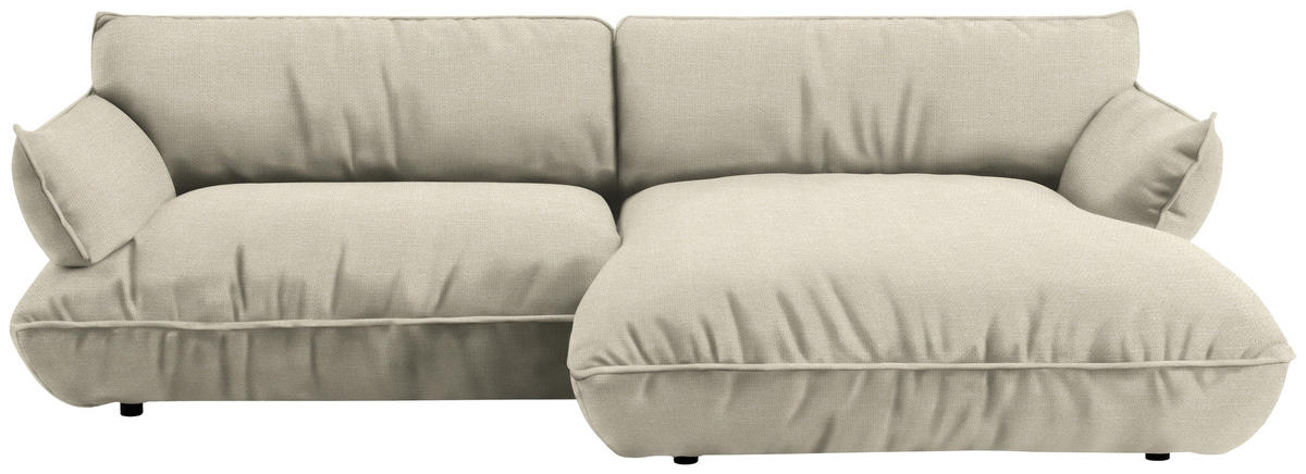 ECKSOFA Flachgewebe Creme  - Creme/Schwarz, Design, Kunststoff/Textil (264/185cm) - Belluti