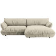 ECKSOFA  in Flachgewebe Creme  264/185 cm  - Creme/Schwarz, Design, Kunststoff/Textil (264/185cm) - Belluti