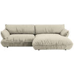 ECKSOFA  in Flachgewebe Creme  264/185 cm  - Creme/Schwarz, Design, Kunststoff/Textil (264/185cm) - Belluti