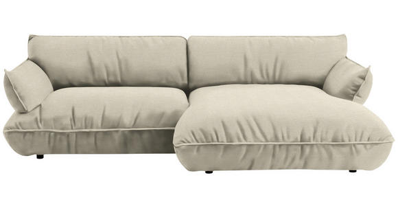 ECKSOFA  in Flachgewebe Creme  264/185 cm  - Creme/Schwarz, Design, Kunststoff/Textil (264/185cm) - Belluti