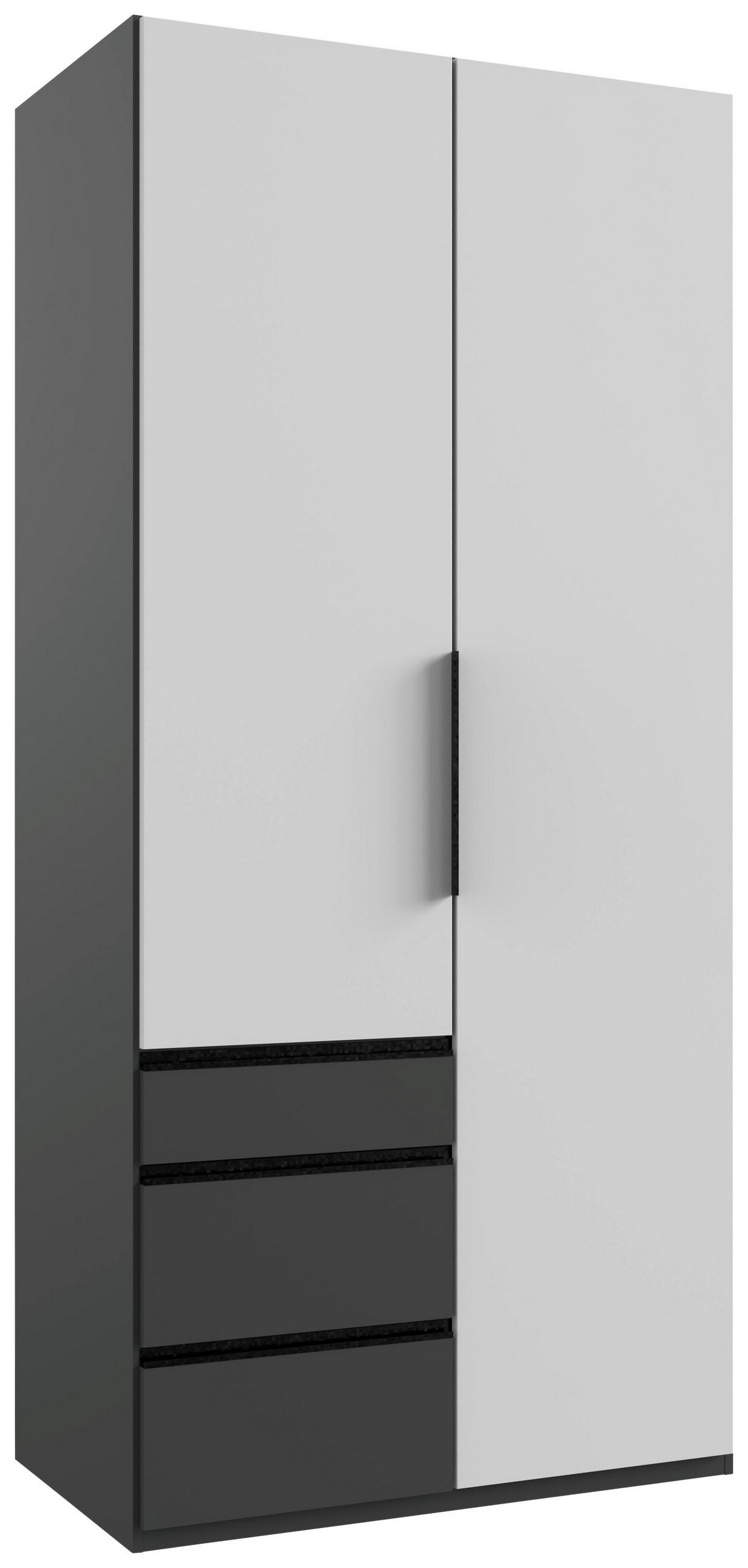 DREHTÜRENSCHRANK in Graphitfarben, Weiss  - Weiss/Schwarz, Konventionell, Holzwerkstoff/Metall (100/216/58cm) - Hom`in