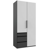 DREHTÜRENSCHRANK in Graphitfarben, Weiss  - Weiss/Schwarz, Konventionell, Holzwerkstoff/Metall (100/216/58cm) - Hom`in