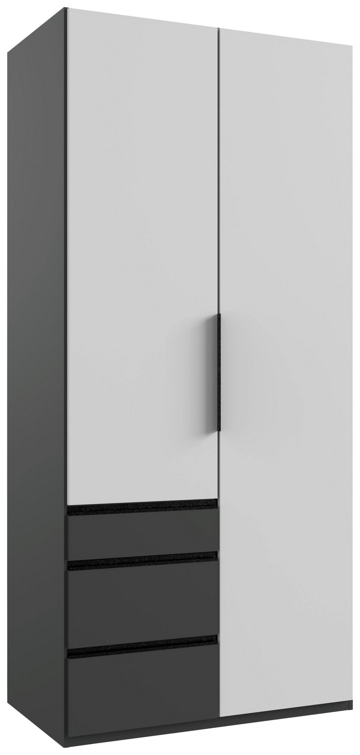 DREHTÜRENSCHRANK in Graphitfarben, Weiss  - Weiss/Schwarz, Konventionell, Holzwerkstoff/Metall (100/216/58cm) - Hom`in