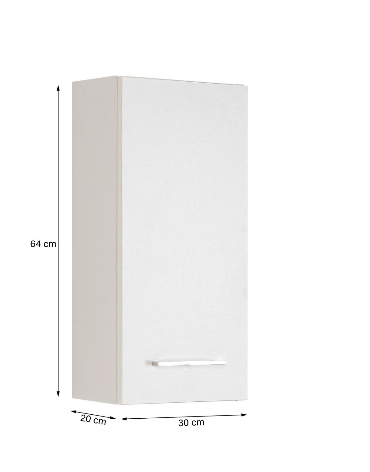 HÄNGESCHRANK 30/64/20 cm  - Chromfarben/Weiss, Modern, Holzwerkstoff/Metall (30/64/20cm) - Held