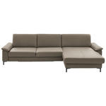 ECKSOFA in Echtleder Graubraun  - Graubraun/Schwarz, Design, Leder/Metall (334/176cm) - Dieter Knoll