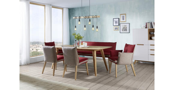 SITZBANK 179/80/60 cm in Grau, Rot, Eichefarben - Eichefarben/Rot, KONVENTIONELL, Holz/Textil (179/80/60cm) - Voleo