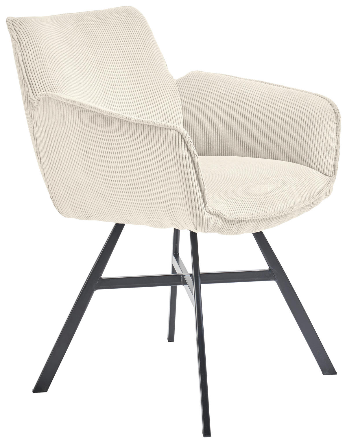 ARMLEHNSTUHL  Stoffauswahl, Typenauswahl Cord  - Creme/Schwarz, Design, Textil/Metall (60/84/65cm) - SetOne by Musterring