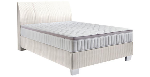 BOXSPRINGBETT 140/200 cm in Creme - Chromfarben/Creme, KONVENTIONELL, Kunststoff/Textil (140/200cm) - Hom`in