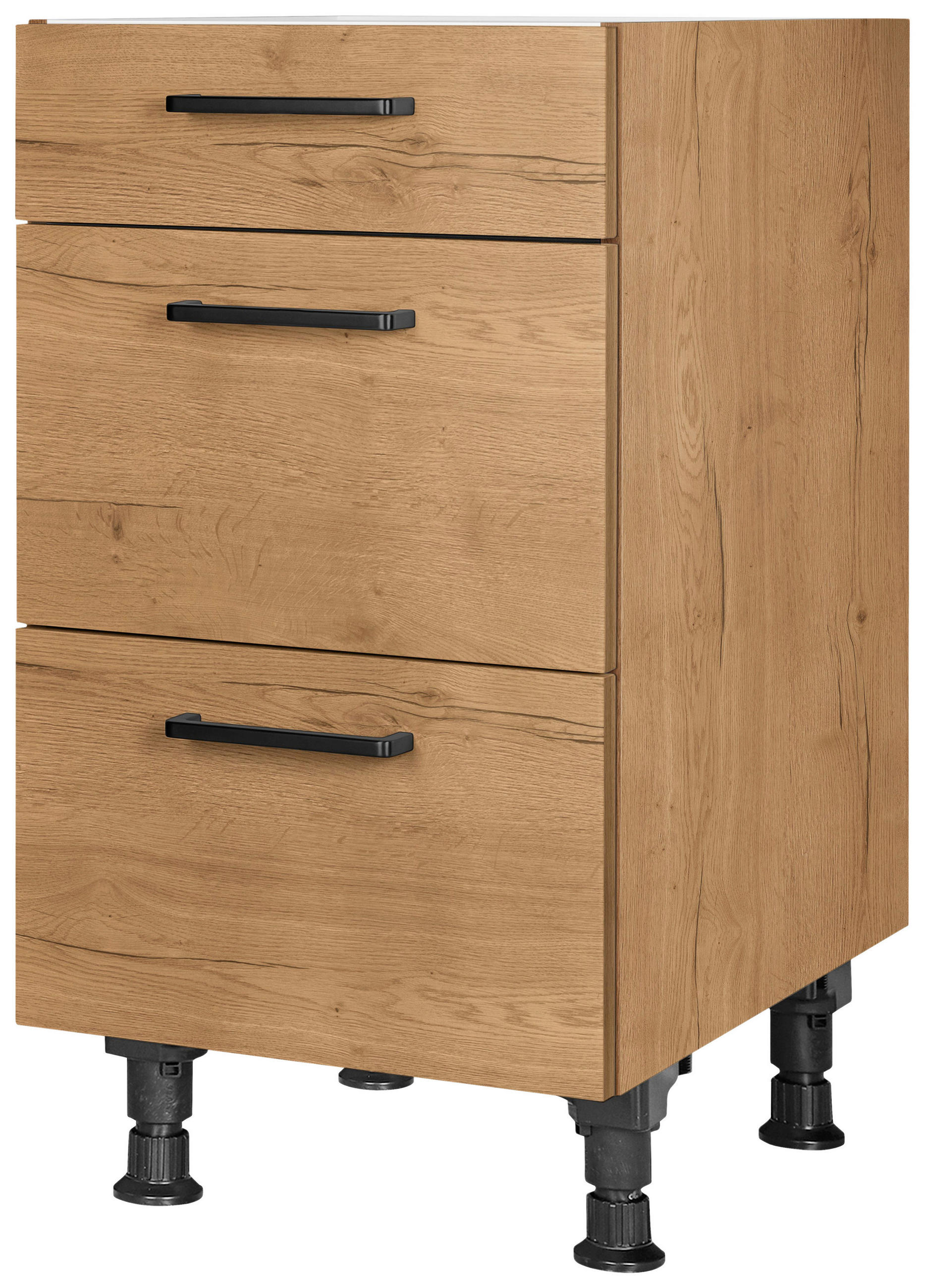 SCHUBKASTENUNTERSCHRANK 45/87/56 cm  in Eichefarben  - Eichefarben/Schwarz, MODERN, Holzwerkstoff/Metall (45/87/56cm) - Nobilia