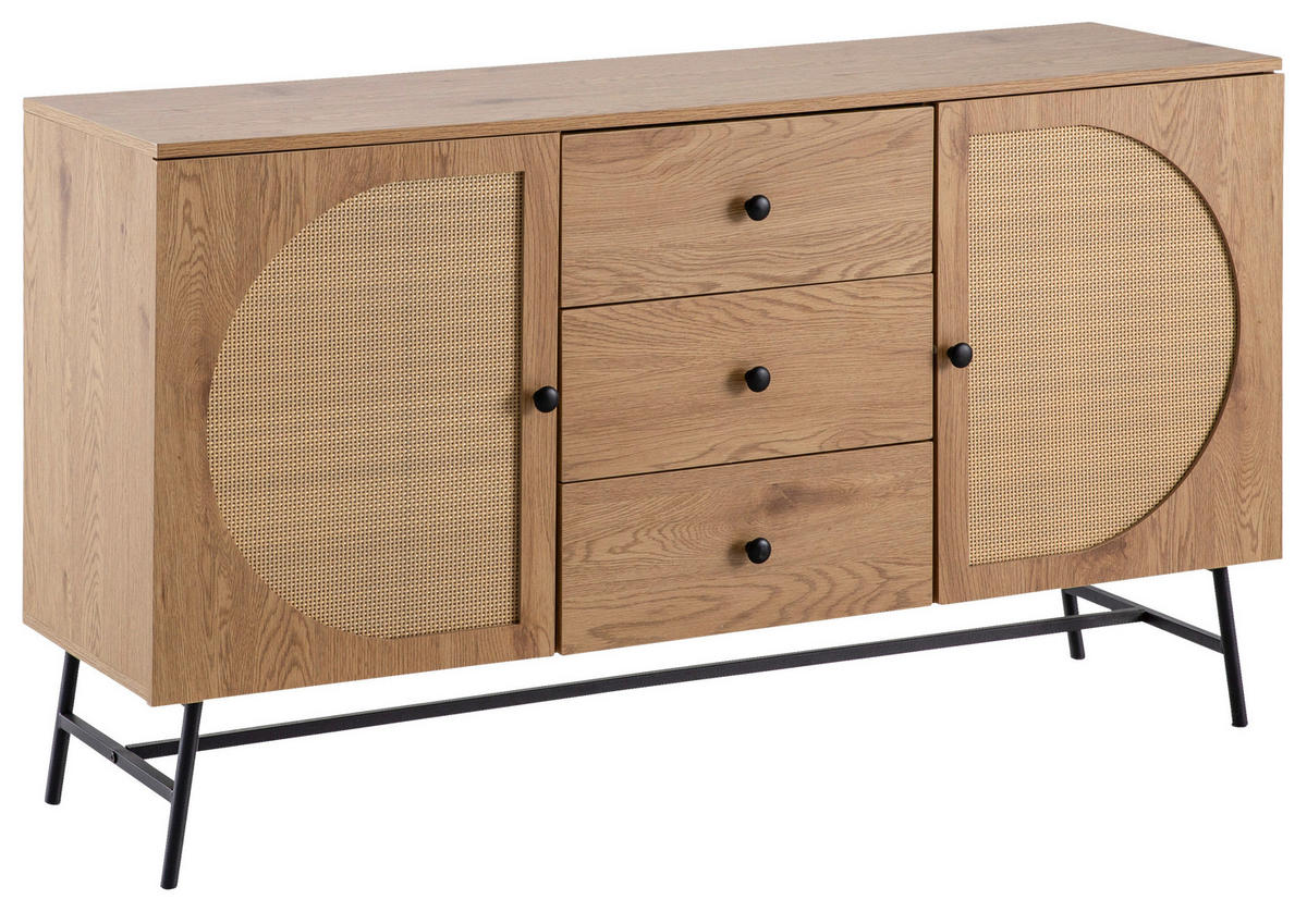 SIDEBOARD 140/80/40 cm Eichefarben  - Eichefarben/Schwarz, Design, Holzwerkstoff/Metall (140/80/40cm) - MID.YOU