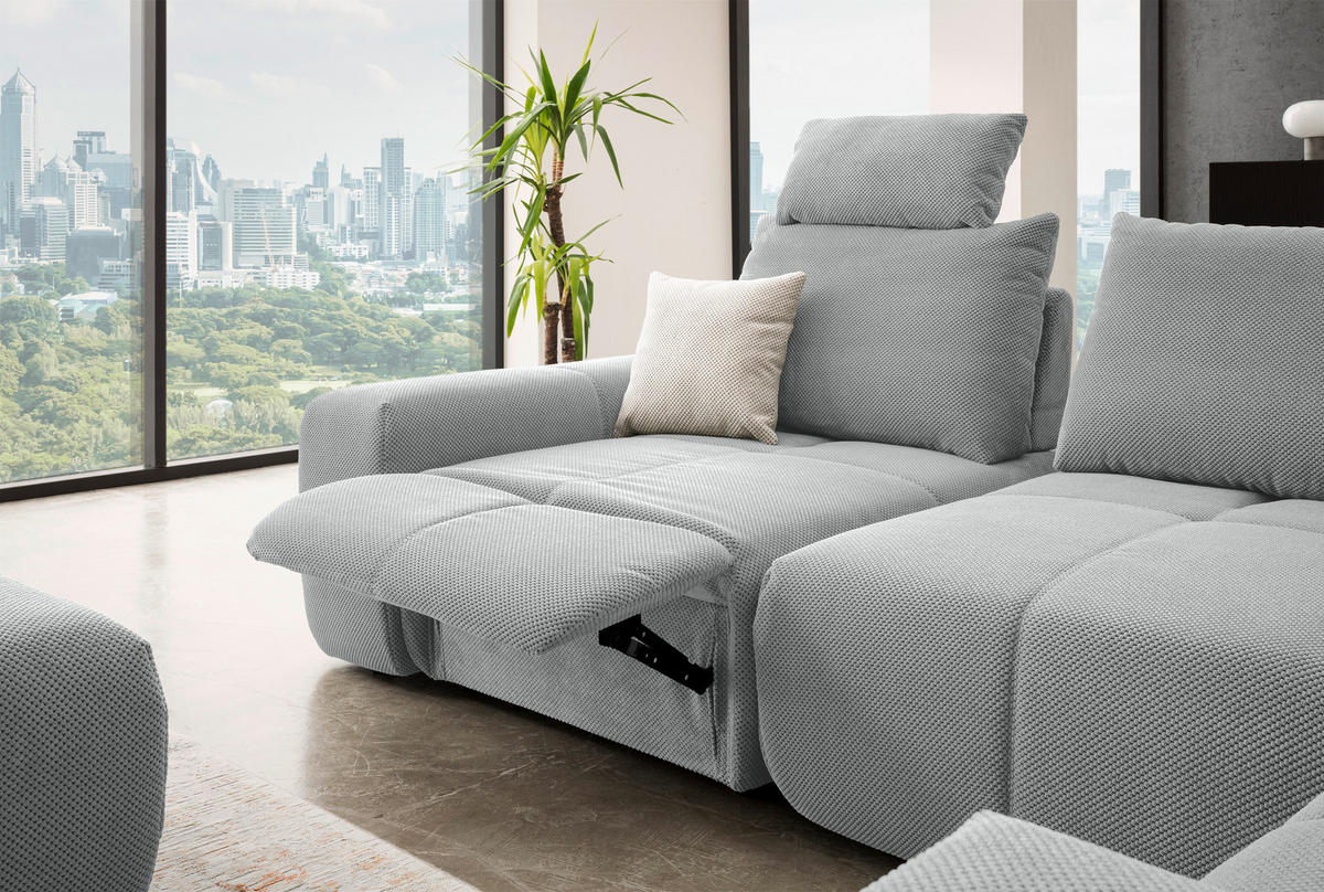 ECKSOFA in Velours Grau  326/236 cm  - Schwarz/Grau, Design, Kunststoff/Textil (326/236cm) - Xora