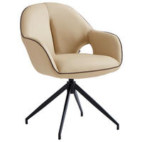 ARMLEHNSTUHL  in Eisen Echtleder pigmentiert  - Sandfarben/Schwarz, Design, Leder/Metall (62/85/64cm) - Novel