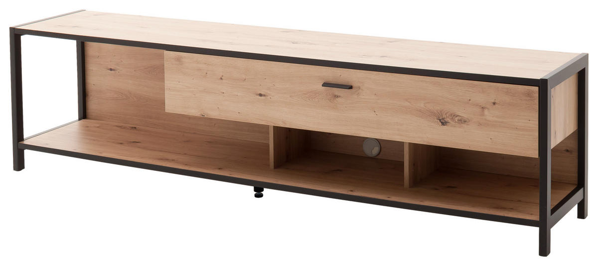 KOMODA POD TELEVIZI, antracitová, barvy dubu, 215/57/46 cm - barvy dubu/antracitová, Design, kov/kompozitní dřevo (215/57/46cm) - Carryhome