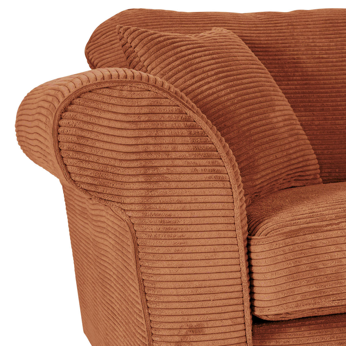 2-SITZER-SOFA in Cord Rostfarben  - Rostfarben/Dunkelbraun, Konventionell, Holz/Textil (190/70/90cm) - home24