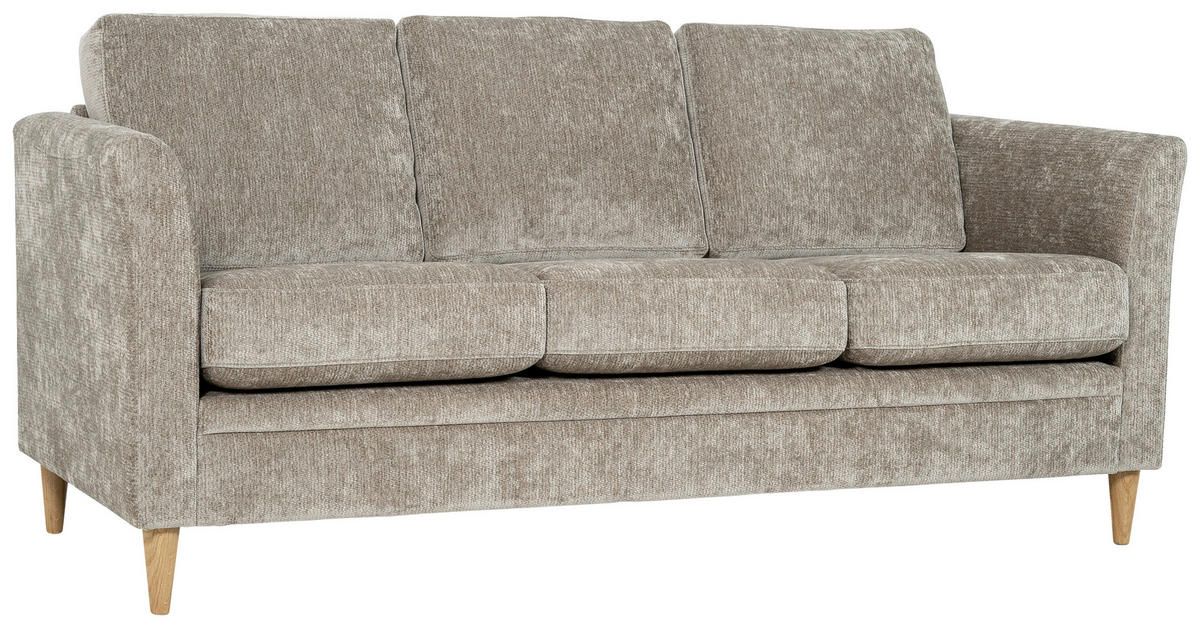 3-SITS SOFFA i chenille cappuccino  - cappuccino/naturfärgad, Klassisk, metall/trä (193/90/87cm) - Best Price