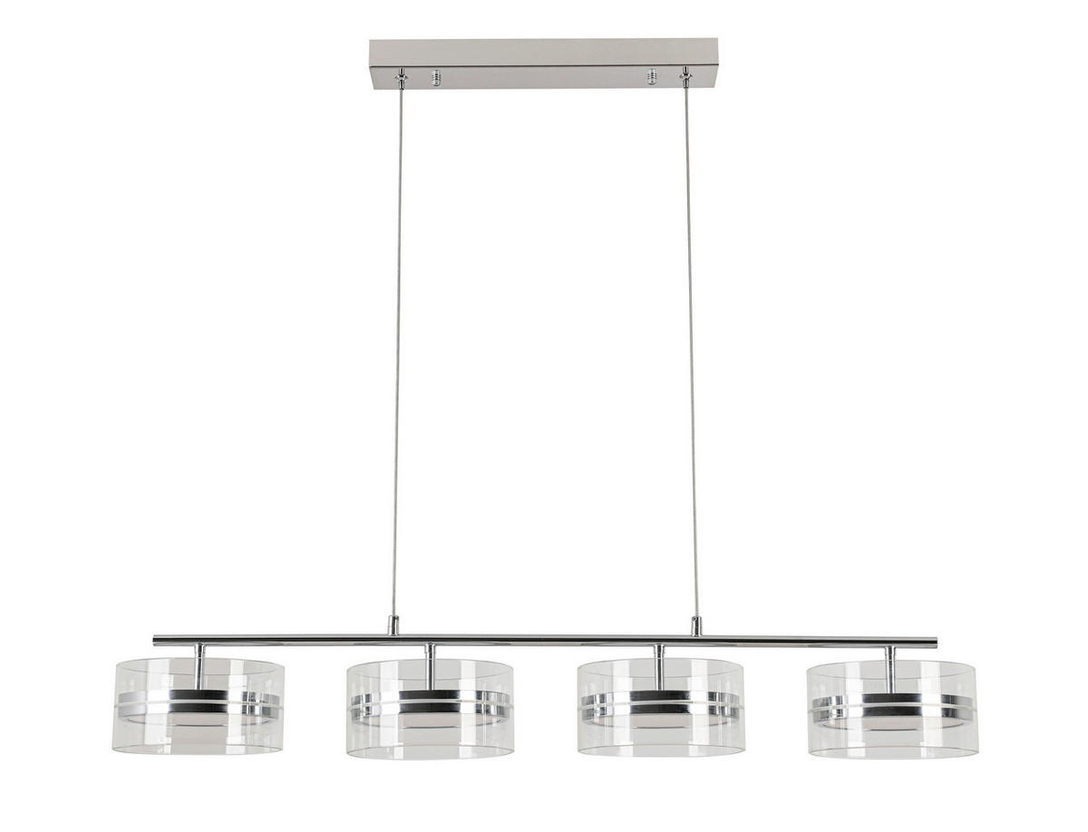 LED-HÄNGELEUCHTE Luca 93/18/120 cm   - Chromfarben, Design, Glas/Kunststoff (93/18/120cm) - Novel