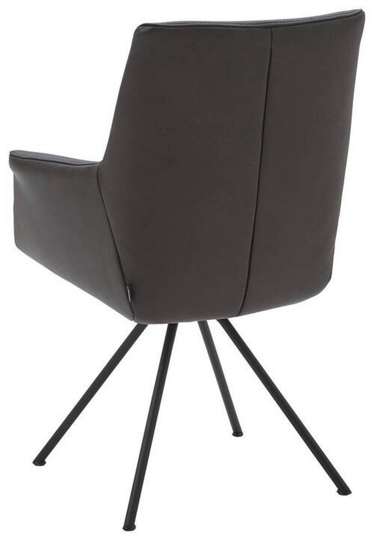 ARMLEHNSTUHL  in Stahl Echtleder pigmentiert  - Anthrazit/Schwarz, Design, Leder/Metall (65/91/63cm) - Dieter Knoll