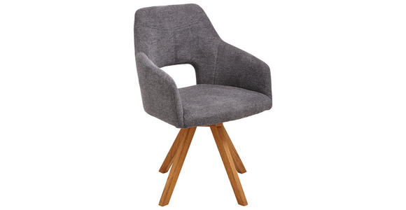 ARMLEHNSTUHL in Anthrazit, Eichefarben - Eichefarben/Anthrazit, Design, Holz/Textil (57/84/57cm) - Voleo