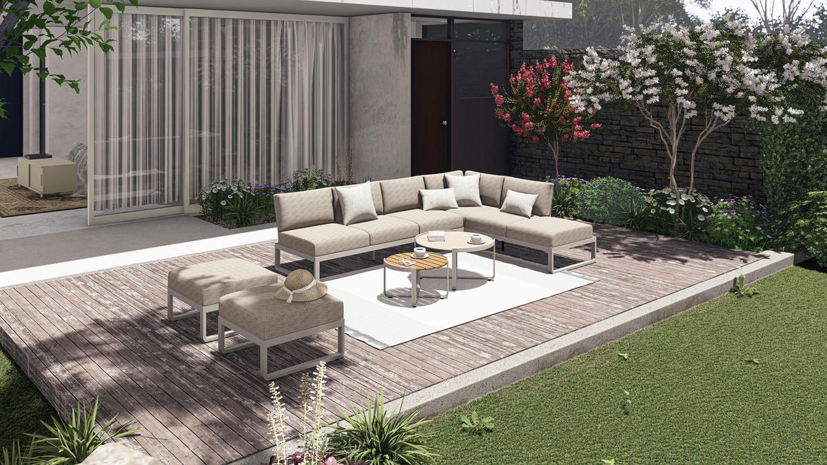 LOUNGESOFA 207/82/70 cm Aluminium  - Sandfarben/Mokka, Design, Textil/Metall (207/82/70cm) - Zebra 