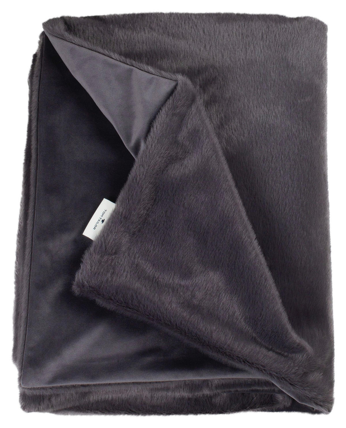 PLAID Natural Fur 130/170 cm  - Anthrazit/Grau, Konventionell, Textil (130/170cm) - Tom Tailor