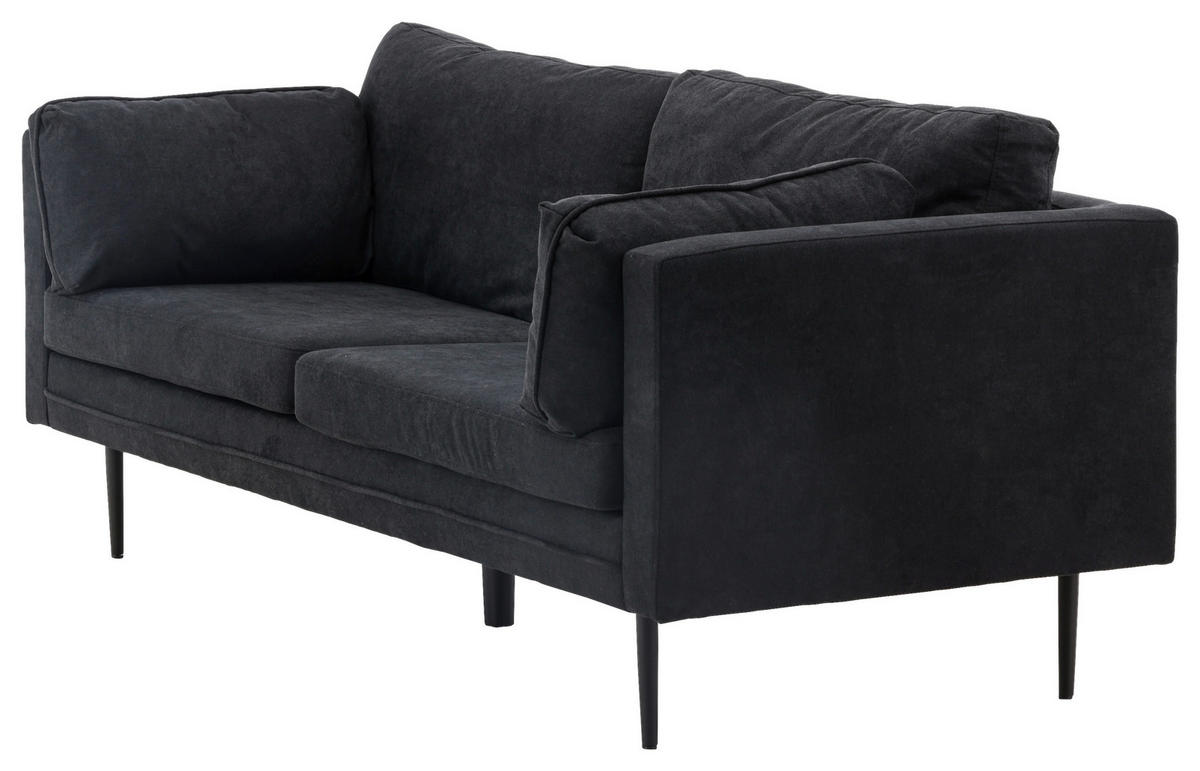 2-SITS SOFFA i metall, textil svart  - svart, Design, metall/textil (203/84/90cm) - Livetastic
