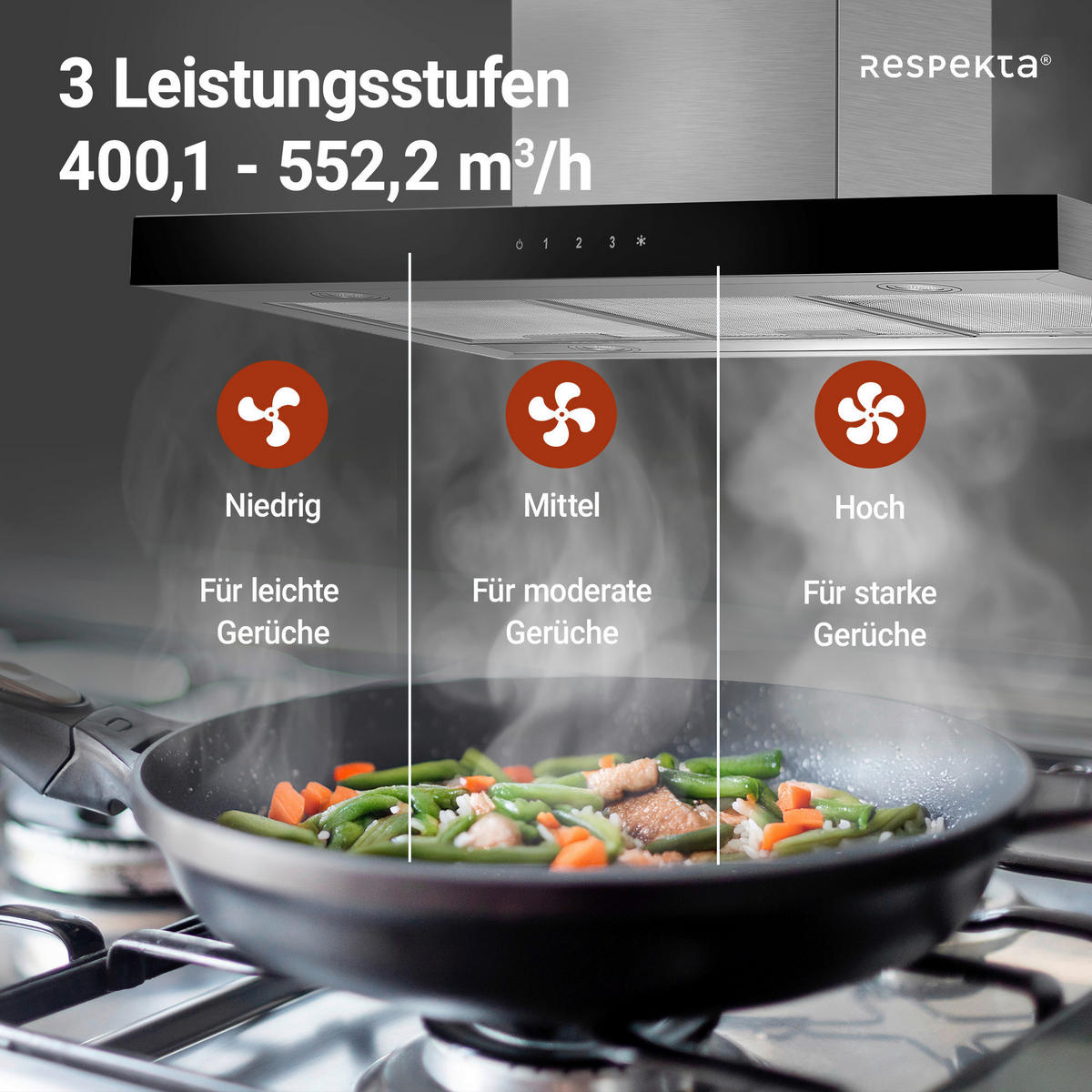 DUNSTABZUGSHAUBE CH44099GISAM  - Edelstahlfarben, Trend, Kunststoff/Metall (89,5/65-114/60cm) - Respekta