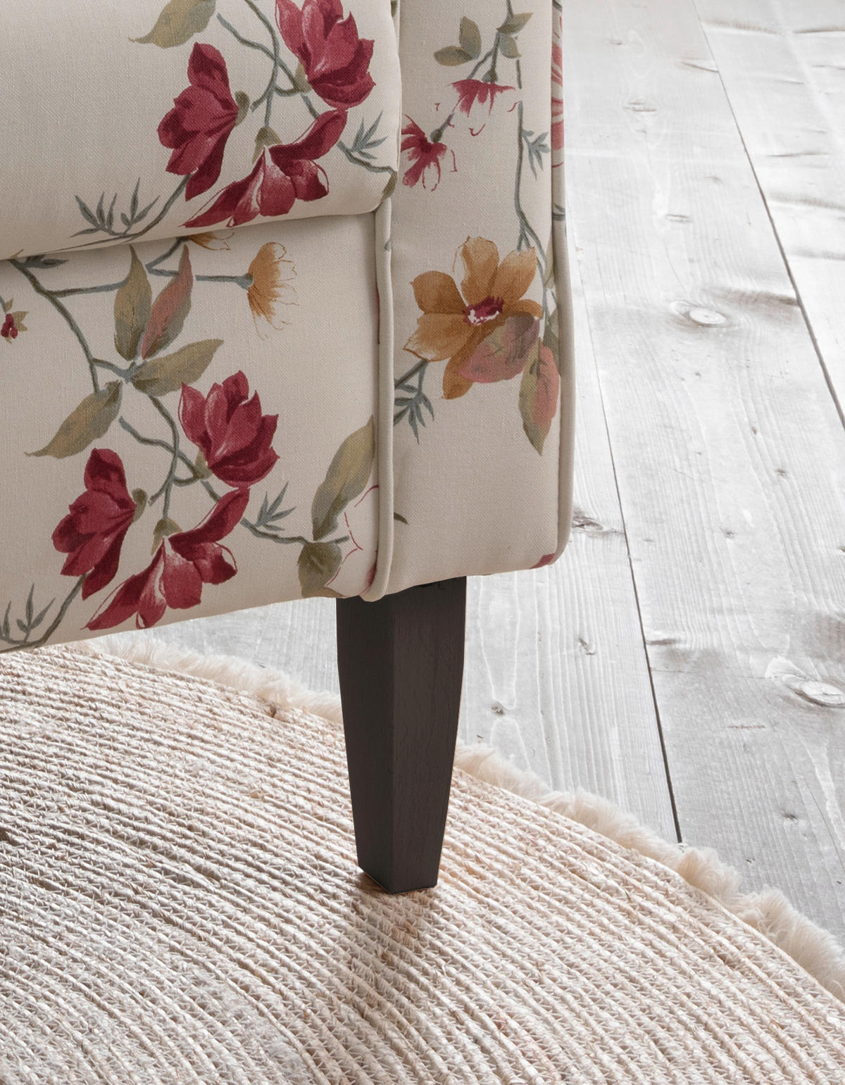 OHRENSESSEL Webstoff Rot, Wengefarben, Beige  - Wengefarben/Beige, KONVENTIONELL, Holz/Textil (80/102/86cm) - Livetastic