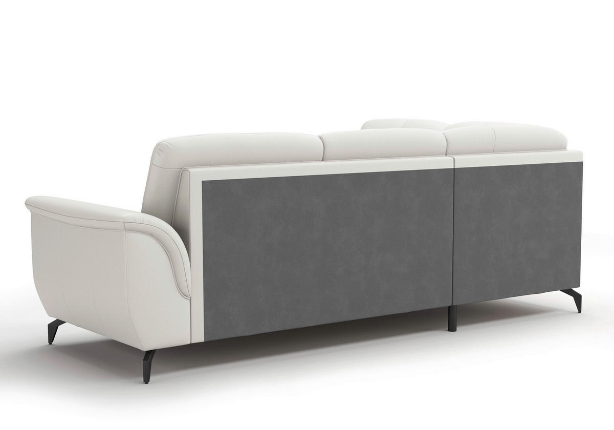 ECKSOFA in Vliesstoff Kombination Echtleder/Stoff Weiß  212/244 cm  - Schwarz/Weiß, MODERN, Leder/Textil (212/244cm) - Sit & More