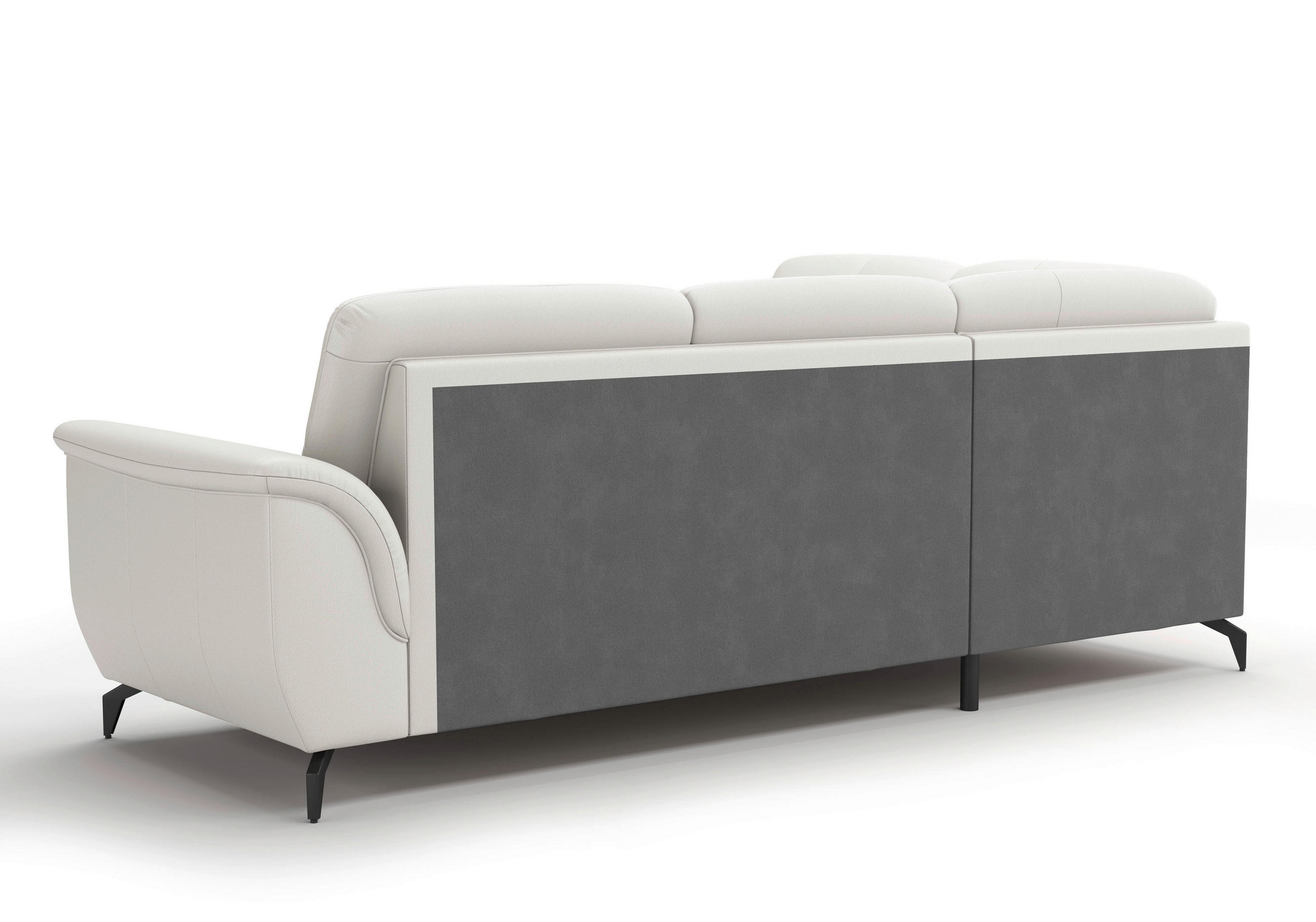 Thumbnail - Sit & More Ecksofa Zora E, Weiß, Textil, Leder, Kombination Echtleder/Stoff, Nappaleder, 5,5-Sitzer, Ottomane links, L-F...