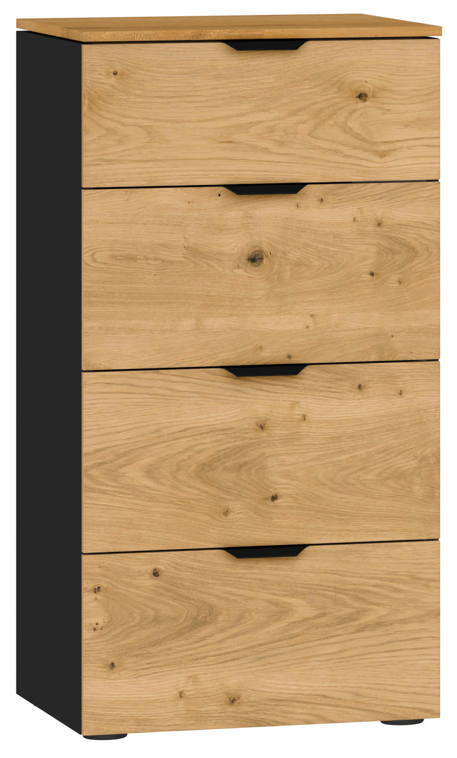 KOMMODE 45/87/43 cm  in Schwarz, Eichefarben  - Eichefarben/Schwarz, Design, Holz/Holzwerkstoff (45/87/43cm) - Jutzler