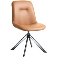 STUHL  in Edelstahl Lederlook (vegan) Metall, Textil  - Cognac/Schwarz, Basics, Textil/Metall (51/89/61cm) - Celina Home