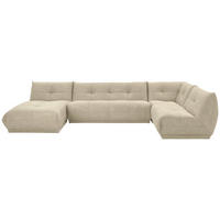 WOHNLANDSCHAFT Creme Lederlook  - Creme, Trend, Textil (185/390/210cm) - Livetastic